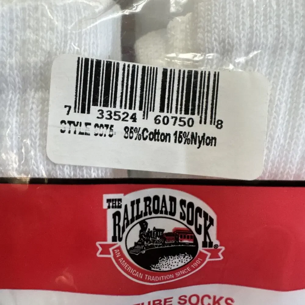 Railroad Sock‎ 6 Pair White Tube Socks USA Sock Size 10-13 Shoe Size 6-12 New